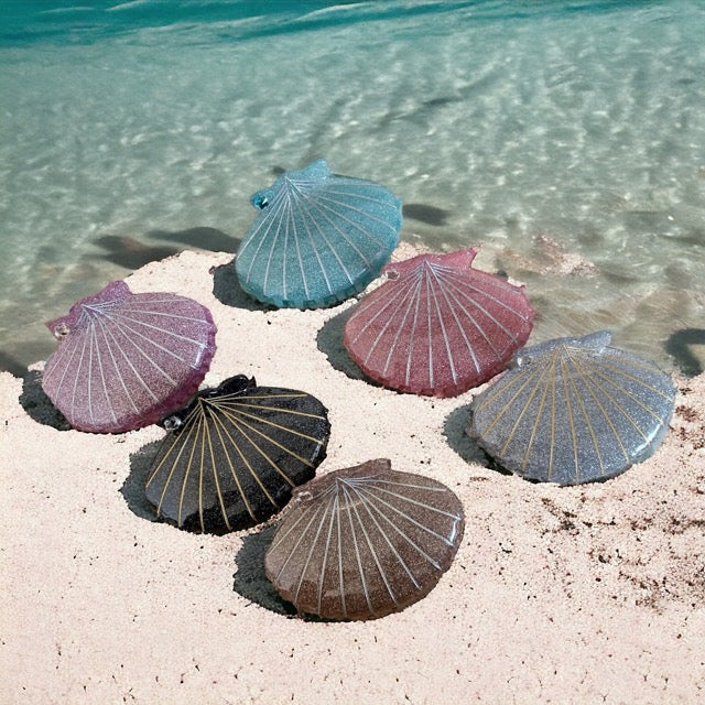  Shimmering gray glitter seashell hair clip adds pizzazz to any outfit