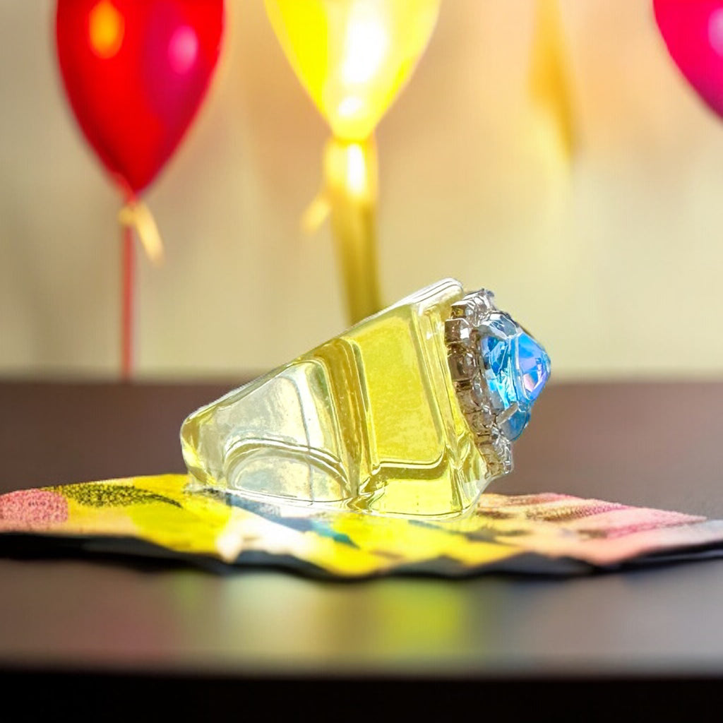 Heart Blue Ring featuring a vibrant blue heart centerpiece, perfect for adding a playful and bold touch to any outfit.