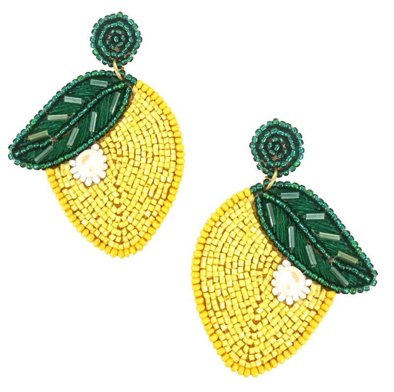 Bold lemon and lips earrings, crafted for a fun and stylish addition to any wardrobe.