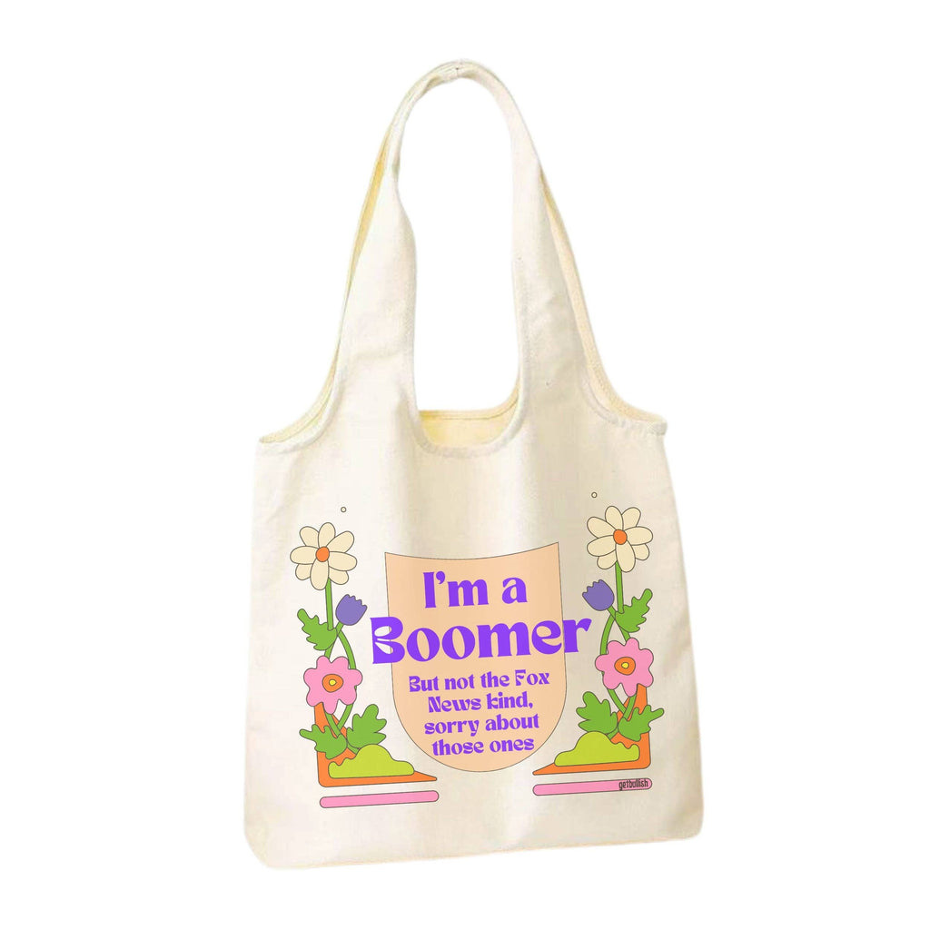 Eco-friendly canvas tote bag with floral design.