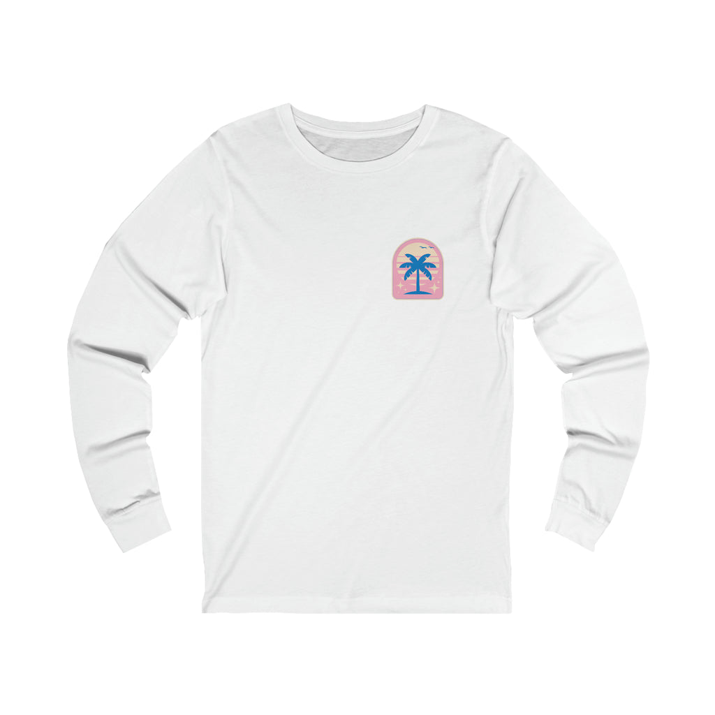 White long sleeve shirt featuring a bold kindness slogan, ideal for casual wear and making a positive statement.