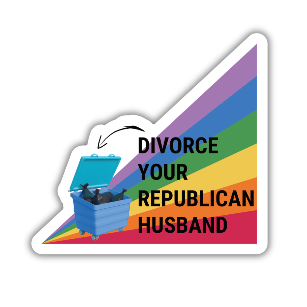 Colorful sticker with divorce message