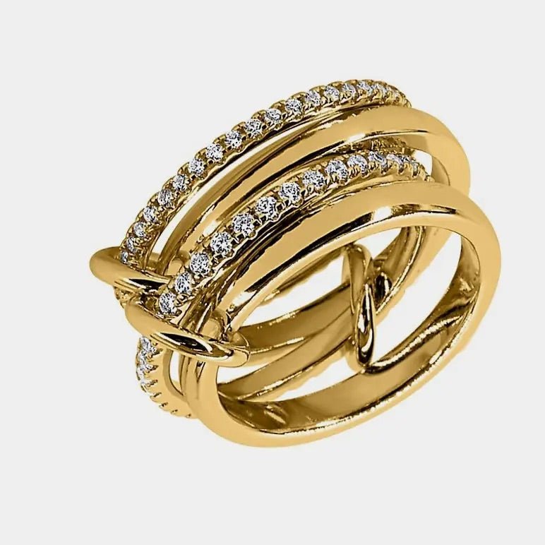 Gold layered ring with sparkling diamond accents.