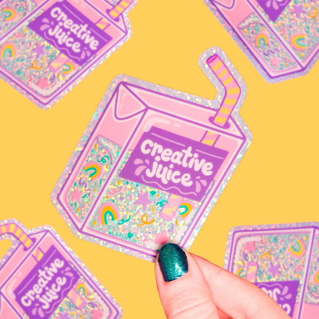 Colorful Creative Juice sticker with glitter