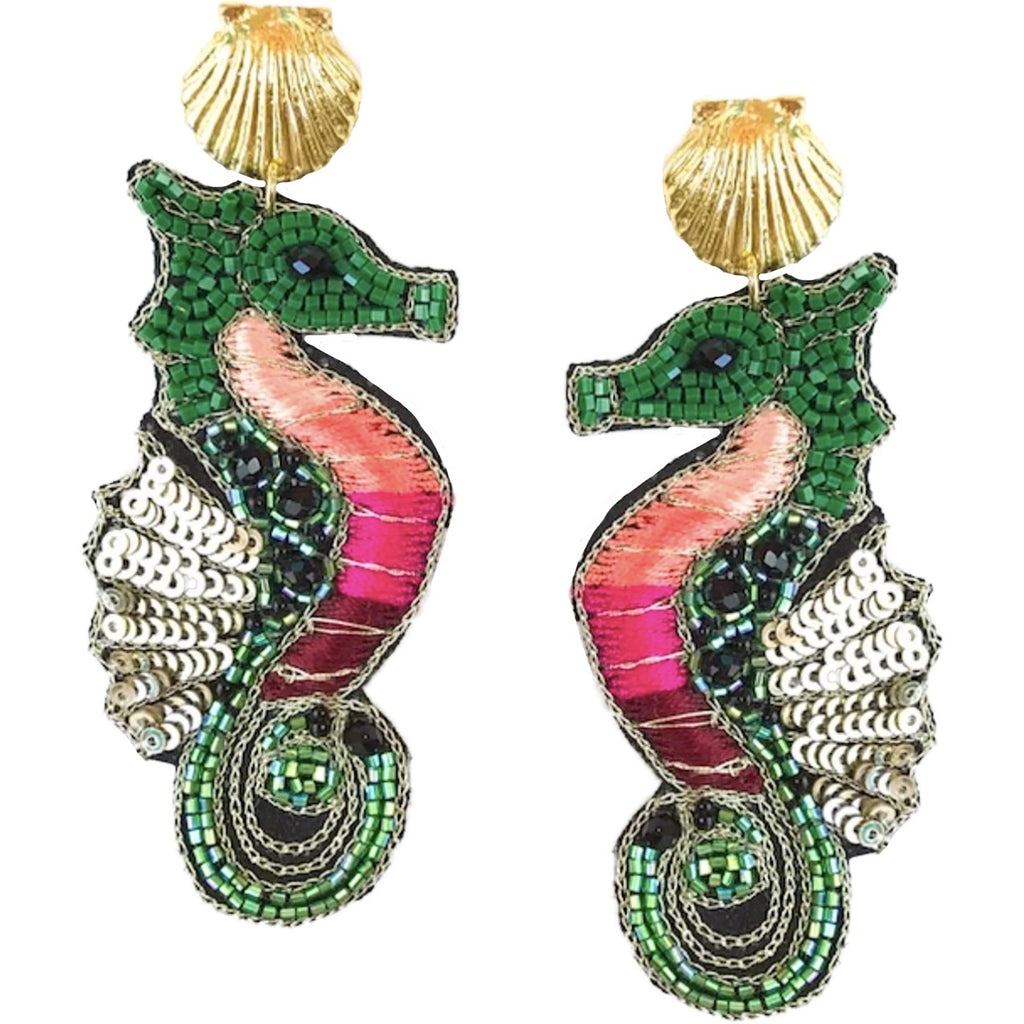 Bold and quirky seahorse earrings designed for those who love unique ocean-themed jewelry.