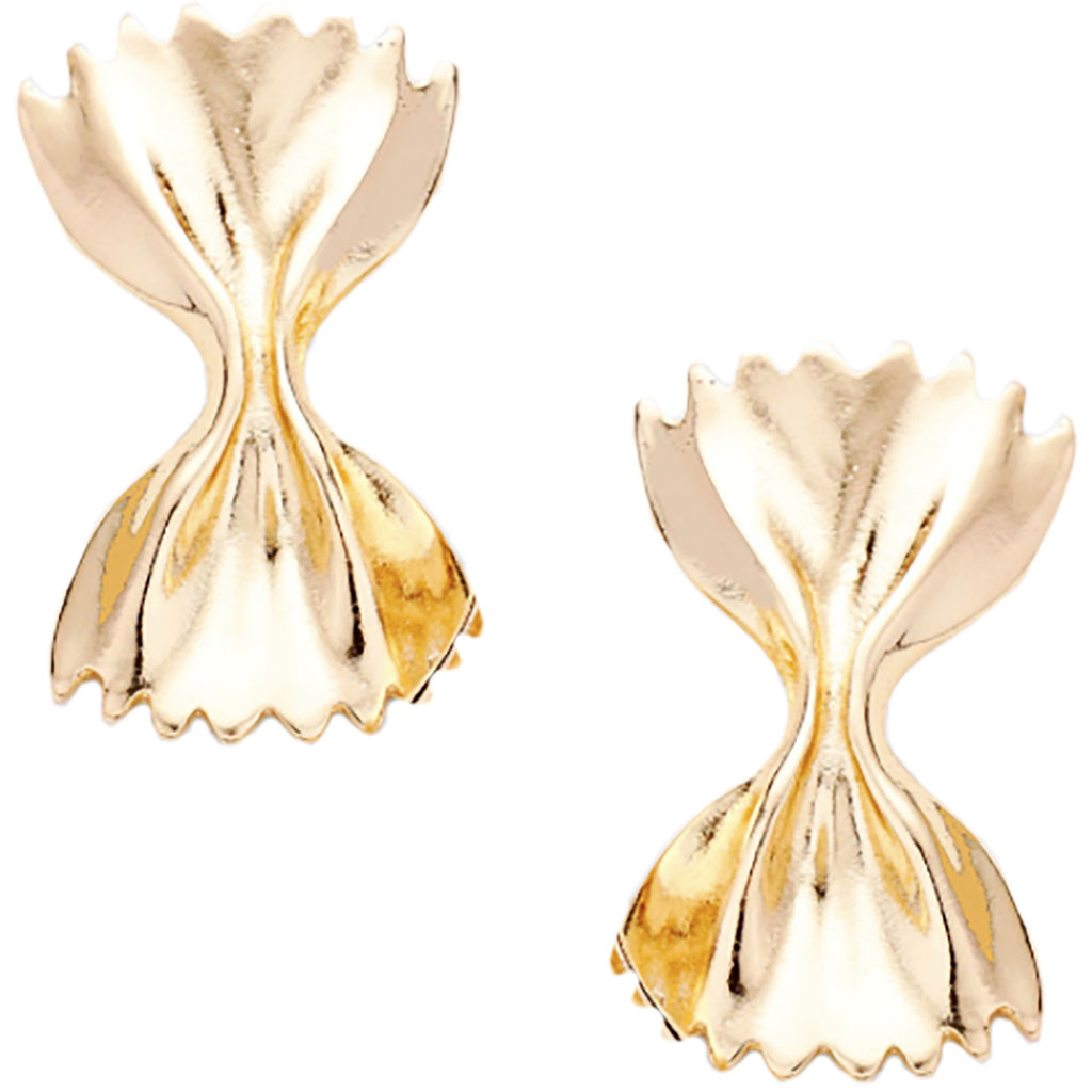 Bowtie gold pasta earrings.