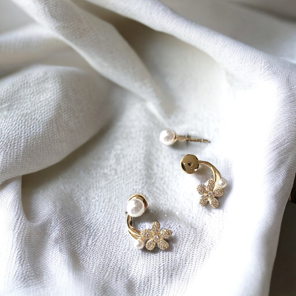  Stunning handcrafted petal earrings adorned with sparkling gemstones.