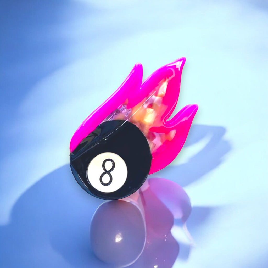 Colorful flaming hairpin with pool ball design