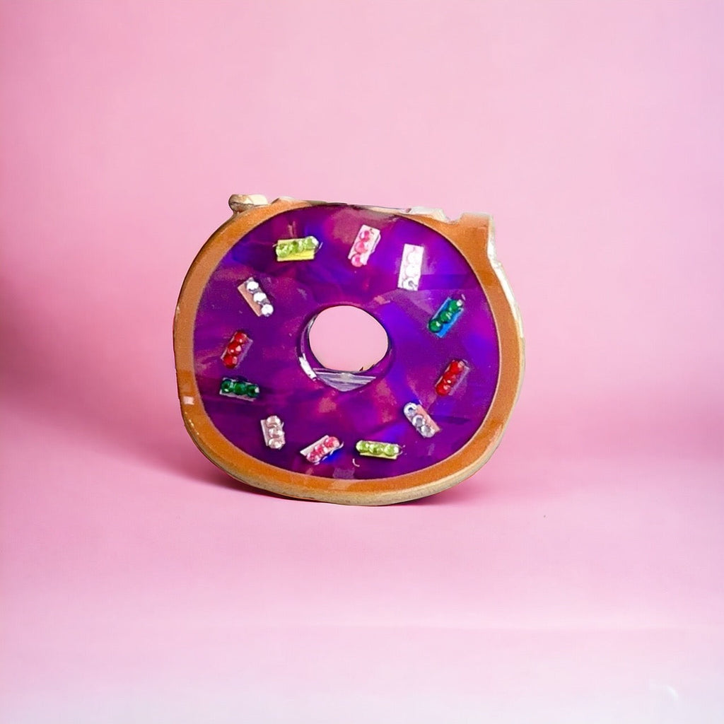 Purple hair clip donut