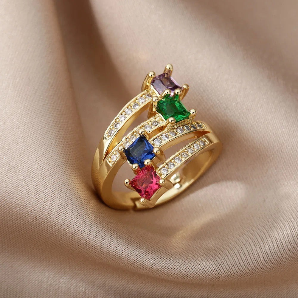 Elegant multi-stone stacking ring for women