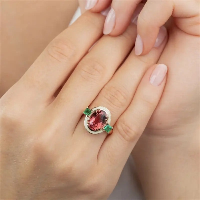 Elegant costume jewelry ring with faux gemstones, perfect for adding a bold touch to any outfit.