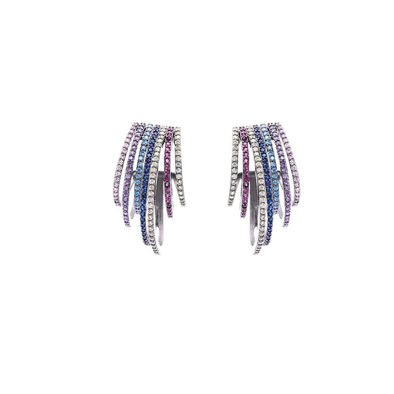 Sparkly and vibrant, these rainbow spectrum acrylic earrings are the perfect accessory for any outfit.
