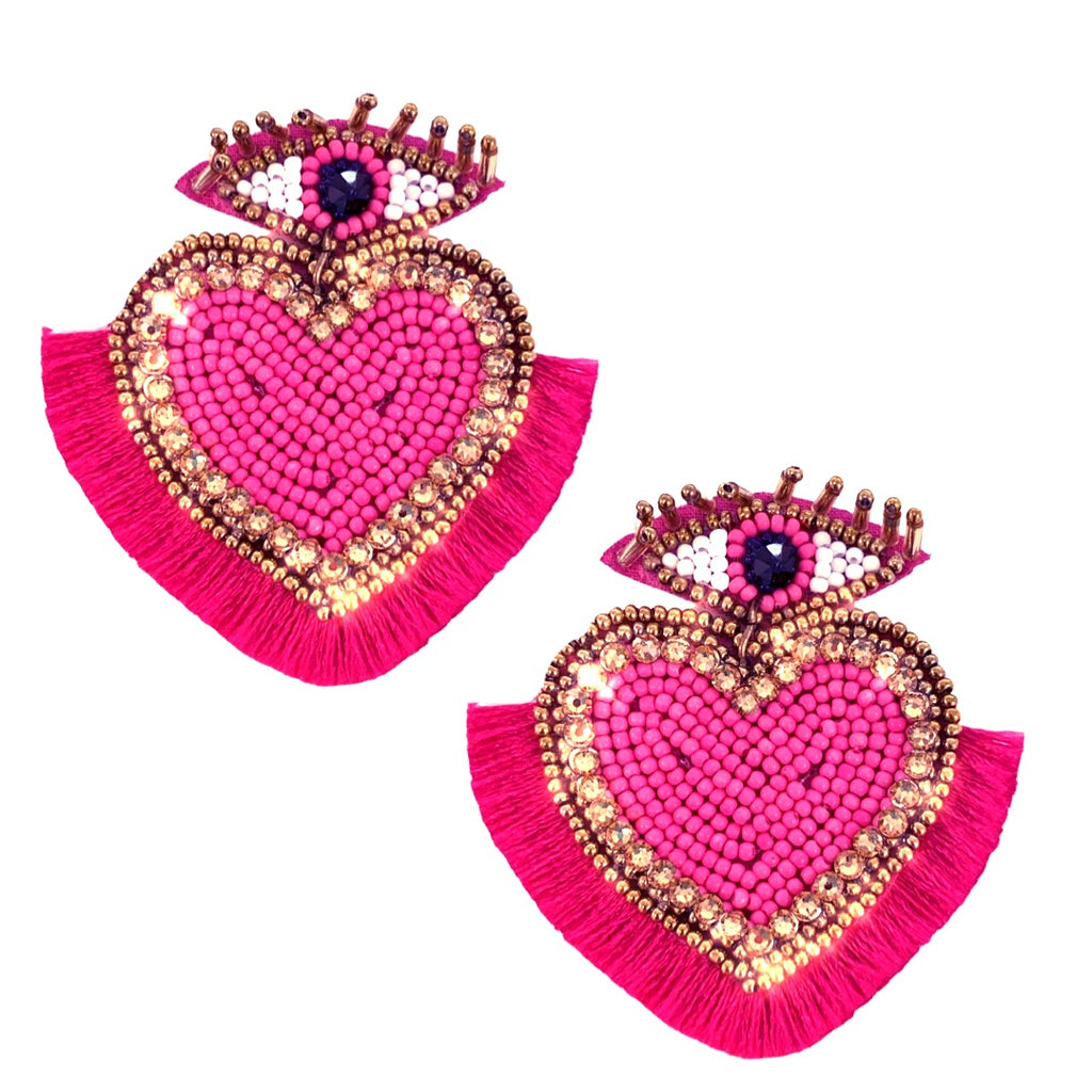 Wild Heart Earrings with sparkling beads and a unique patch design, adding a playful touch to your style.