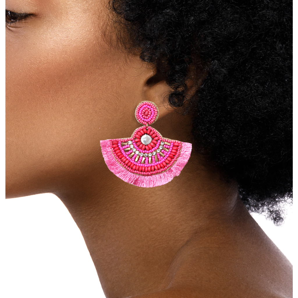 Honduras Pink Fan Earrings Scale